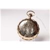 Image 2 : Fahys size 6, 14kt gold filled hunter style pocket watch case with cottage, floral and leaf scene en