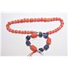 Image 1 : Coral and stone bead necklace 22" in length and a coral and blue beaded bracelet