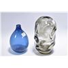 Image 1 : Two pieces of mid century art glass including Finnish Timo Sarpaneva blue glass ewer and an 8" high 