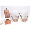 Image 1 : Art deco pink bedside lamp and a pair of deco metal and glass shell motif wall sconces