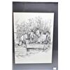 Image 1 : Two framed black and white prints featuring horses