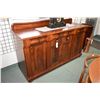 Image 1 : Antique ribbon grain mahogany empire style sideboard with low backboard, multiple drawers and doors,