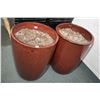 Image 1 : Pair of glazed pottery outdoor planters 24" in height