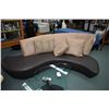 Image 1 : Weiman designer gia sofa in leather and suede with three throw cushion, originally retailed with lot