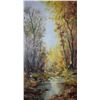 Image 1 : Framed oil on canvas pallet painting labelled on verso "Late Autumn Woods, Vienna" and signed by art