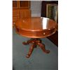 Image 1 : Mid 20th century Victorian style center pedestal 37" diameter library table with three drawers, one 