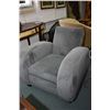 Image 2 : Pair of antique deco upholstered parlour chairs, reupholstered in smoky blue velveteen