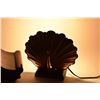 Image 2 : Vintage wooden top hat mantle clock and a copper Art Deco shell shaped desk lamp