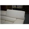 Image 2 : White leather loveseat with fold up head rest design originally purchased from Finese Furnishings
