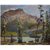 Image 1 : Framed oil on board painting titled "Mt. Kerkeslin and the top of Athabasca falls" by artist J. Gord