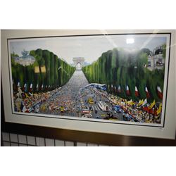 Framed limited edition artist proof  Tour de France-Champ 'Elysee   pencil signed by artist 15/120