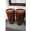 Image 1 : Pair of tall glazed pottery outdoor planters 36" in height