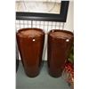 Image 1 : Pair of tall glazed pottery outdoor planters 36" in height