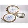Image 1 : Three antique porcelain trays, all with brass and steel galleys