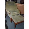Image 2 : Pair of mid century modern teak framed his and hers parlour chairs including one with matching ottom