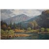 Image 1 : Framed acylic on canvas painting of a shoreline cabin seen signed by artist (Mannie) Gonsalves, 23 1
