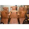 Image 1 : Set of six antique quarter cut oak Mission style dining chairs including one carver, appears to be o