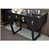 Image 1 : English oak three drawer Art deco writing desk with original tassel motif pulls