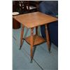 Image 1 : Two tier oak parlour table with cast and glass feet