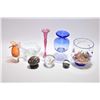 Image 1 : Selection and vintage and signed art glass including bowl of glass sweets, paperweights, ruffled bow