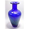 Image 1 : Large hand blown iridescent and cobalt art glass vase attributed to Robert Held, 17" in height