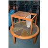 Image 1 : Two pieces of mid century modern teak framed, tile topped furniture including round coffee table mar