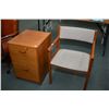 Image 1 : Two drawer teak filing cabinet and an open arm office chair