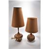 Image 1 : Two mid century table lamps including teak lamp with cork base and a teak and glazed pottery lamp