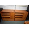 Image 1 : Pair of Canadian made mid century modern cabinets with singled drawer, single door and open shelves