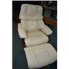 Image 1 : Mid century designed swivel recliner with leather upholstery and matching ottoman made by J. E. Ekor