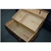 Image 2 : Antique oak bound steamer trunk with leather straps and removable tray