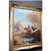 Image 1 : Framed oil on canvas painting labelled on verso "Parforce" signed by artist Pechaubes, 21 1/2" X 17"