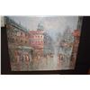 Image 1 : Stretcher framed acrylic on canvas pallet painting of a street scene signed by artist Arie Charet (?