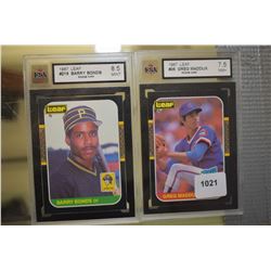 Two graded baseball rookie cards Barry Bonds and Greg Maddux