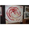 Image 1 : Framed artist signed acrylic on canvas painting of a rose, 45" X 45"