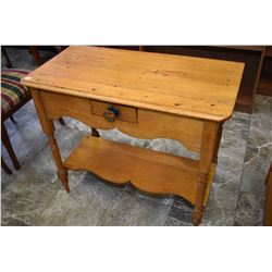 Primitive upper Canadian single drawer washstand with under shelf