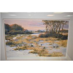 Framed limited edition artist proof print of foraging pheasant, pencil signed by artist Raszewski, 3