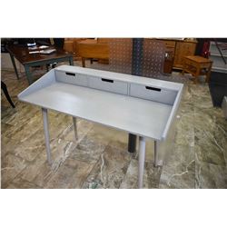 Contemporary painted oak three drawer writing desk and a chair glider