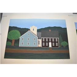 Two unframed folk art style acrylic on paper paintings signed by artist, both approximately 13" X 19