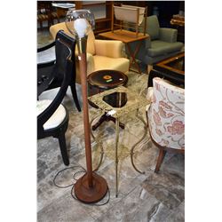 Mid century modern floor lamp and a cast two tier stand missing center panel