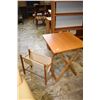 Image 1 : Two pieces of mid century furniture including Danish Spottrup folding table and a teak framed textil