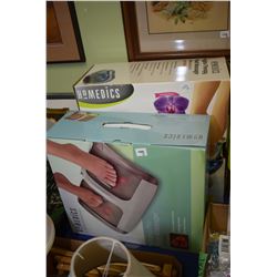 Hydro therapy foot massager with jet action and heat and a Homedics Shiatsu Pro foot massager with h