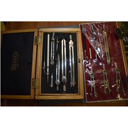 Two vintage drafting kits including wooden cased Wedoco and an Alpha Precision Instruments No. 8 Bav