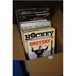 Selection of hard and soft cover sports books including  Gretzky, an Autobiography ,  The Hockey Enc