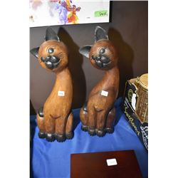 Two carved decorative cats 20" in height