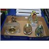 Image 1 : Selection of collectibles including two hand blown paperweights, a limited edition metal warrior on 