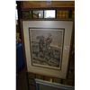 Image 1 : Two framed prints including a Fredric Remington, and a sleeping hunter with his dog "An Autumn Dream