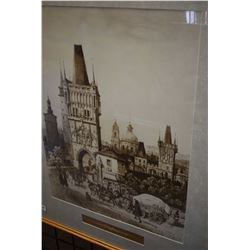 Framed print of the Elizabethan era town scene