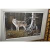 Image 1 : Framed limited edition print titled "Timber Wolf" pencil signed by artist Marla Wilson, 101/495