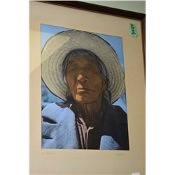 Vintage framed hand colour portrait